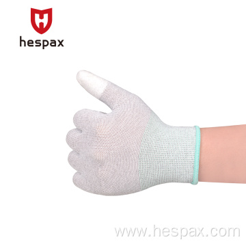 Hespax OEM Nylon PU Antistatic Safety Gloves Electronic